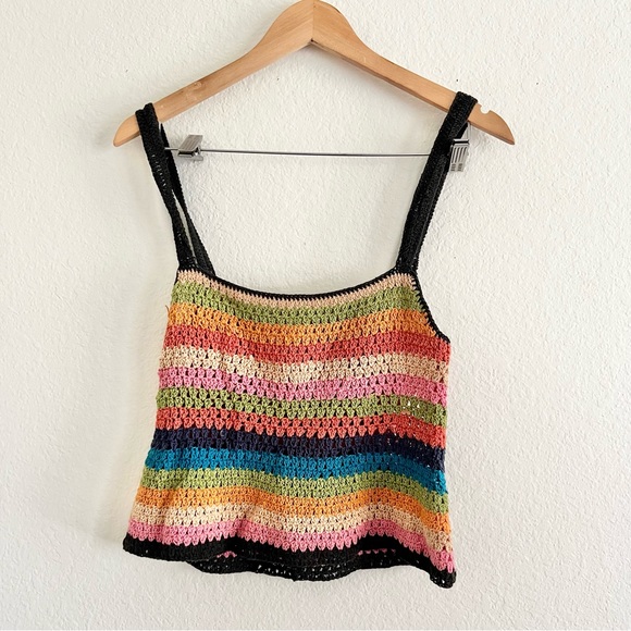 Vintage Tops - Vintage Handmade Colorful Crochet Tank Sz S/M